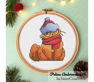 Sad Christmas Cat cross stitch pattern