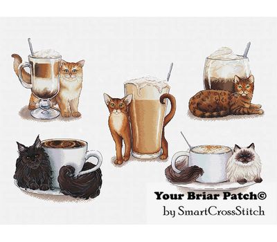 Coffee Cats - Set of 5 cross stitch patterns