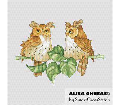 Owls Couple cross stitch