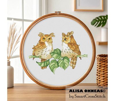 Owls Couple cross stitch pattern