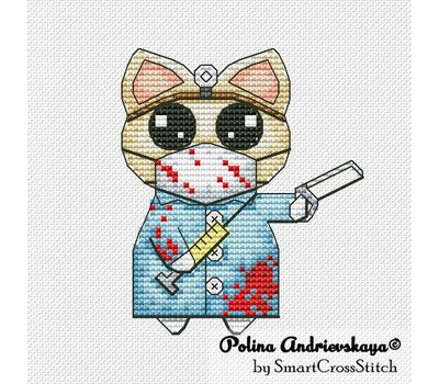 Crazy Doctor Cat cross stitch