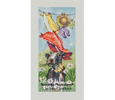Curios Cow cross stitch pattern