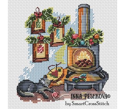 Embroidery by the Fireplace cross stitch