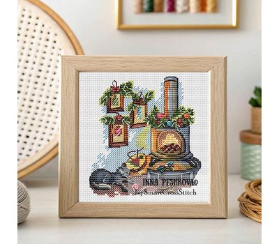 Embroidery by the Fireplace cross stitch pattern