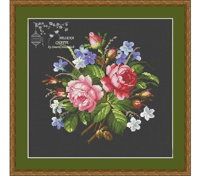 Favorite Bouquet 1 cross stitch pattern - black fabric