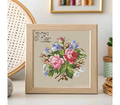 Favorite Bouquet 1 cross stitch pattern cream fabric