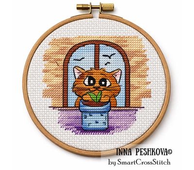 Flower Seller Cat cross stitch