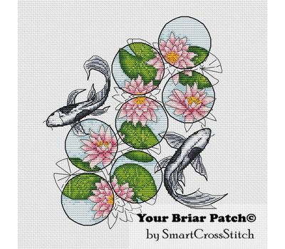 Geometry of Happiness: Koi Carps cross stitch