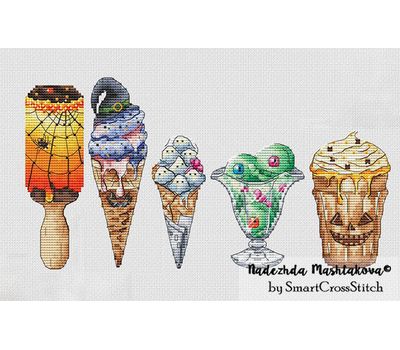 Halloween Ice Cream Set cross stitch pattern