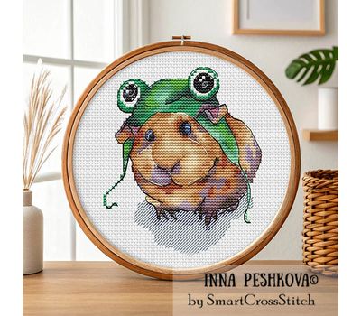 Hamster in Frog Hat cross stitch pattern