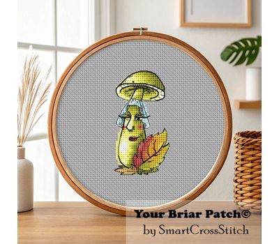 Hello Mushroom cross stitch pattern