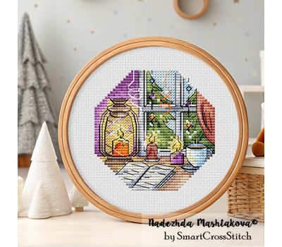 Holiday Window cross stitch pattern