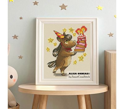 Horse with Cake cross stitch pattern