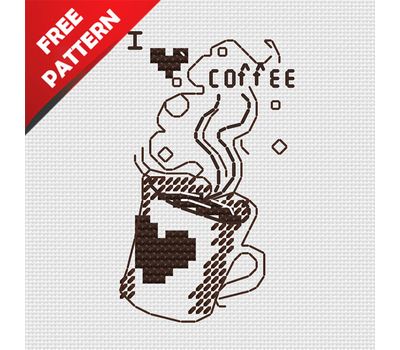 I Love Coffee Free cross stitch