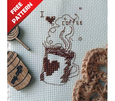 I Love Coffee Free cross stitch pattern