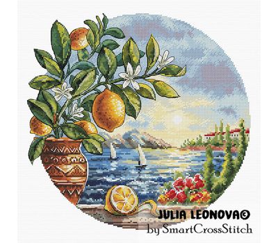 Lemon Breeze round cross stitch