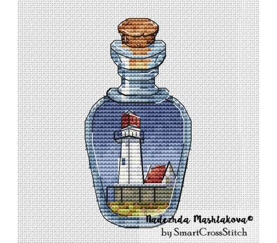 Lighthouse Bottle #4 cross stitch