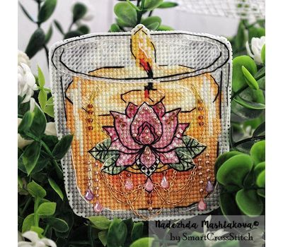 Lotus candle cross stitch pattern