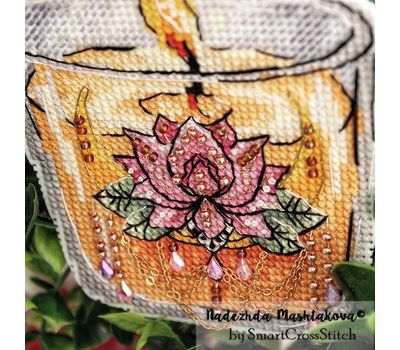 Lotus candle cross stitch chart
