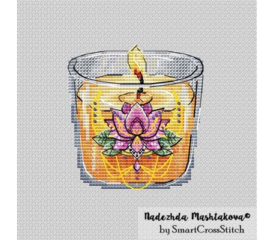 Lotus candle cross stitch