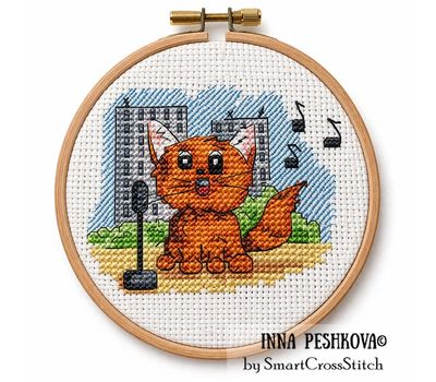March Musician Cat cross stitch
