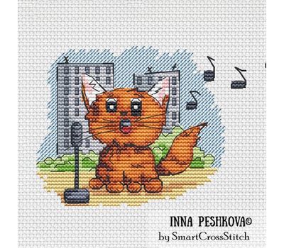 March Musician Cat cross stitch design