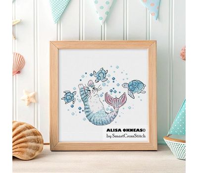 Mermaid Cat cross stitch pattern