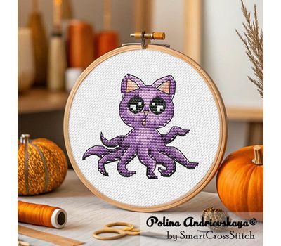 Mini Octopus Cat cross stitch pattern