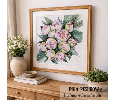 Peonies Bouquet cross stitch pattern