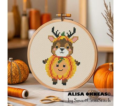 Pumpkin Deer cross stitch pattern