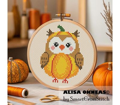 Pumpkin Owl cross stitch pattern