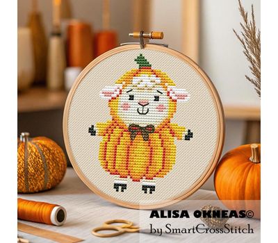 Pumpkin Sheep cross stitch pattern