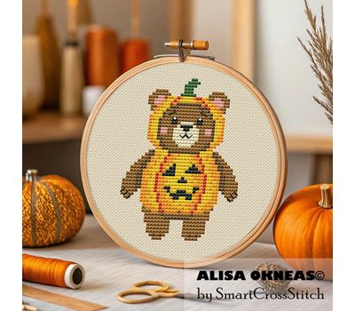 Pumpkin Bear cross stitch pattern
