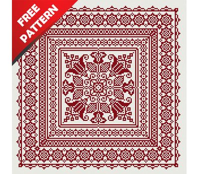 Red Floral Ornament Free cross stitch pattern