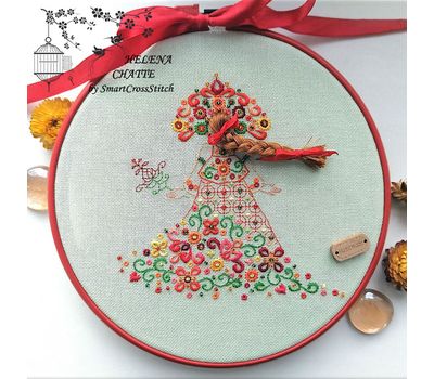 Red Summer Girl cross stitch pattern