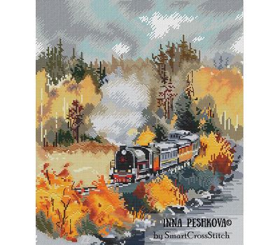 Retro Train cross stitch