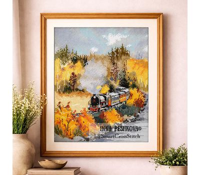 Retro Train cross stitch pattern