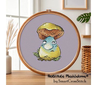 Sad mushroom cross stitch pattern
