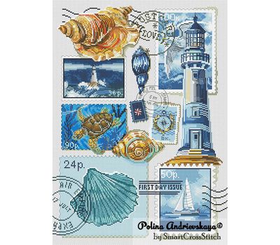 Sea Stamps Sampler cross stitch