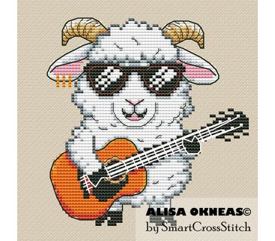 Sheep the Guitarist #2 cross stitch