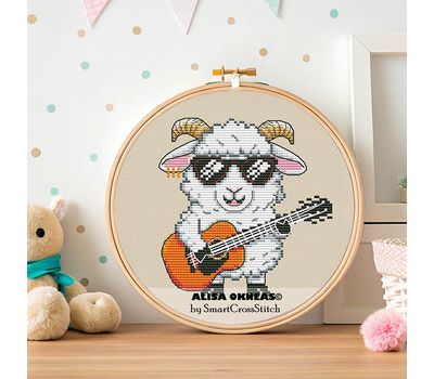 Sheep the Guitarist #2 cross stitch pattern