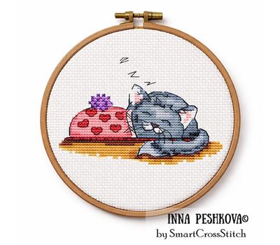 Sleepyhead Cat cross stitch