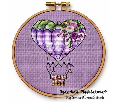Spring Heart Balloon cross stitch pattern