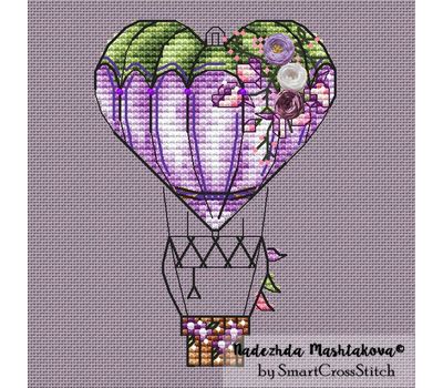 Spring Heart Balloon cross stitch
