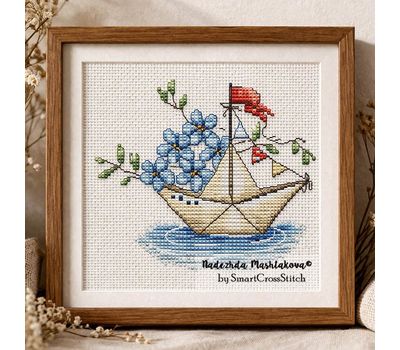 Spring Greetings Ship cross stitch pattern