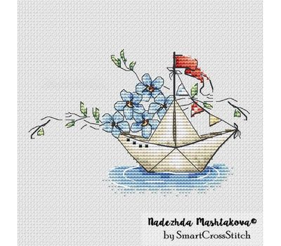 Spring Greetings Ship cross stitch chart