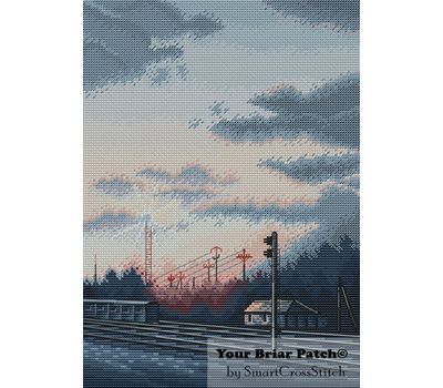 Train Station in night  cross stitch pattern