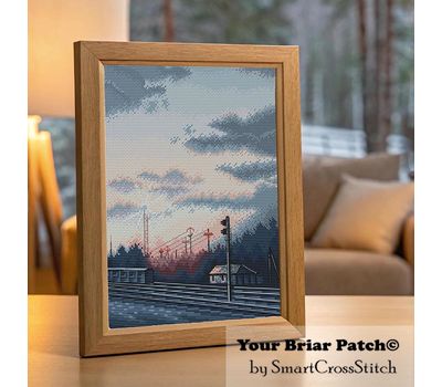 Train Station in Night cross stitch pattern