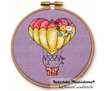 Summer Heart Balloon cross stitch pattern
