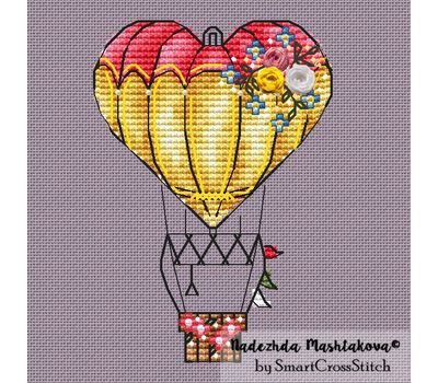 Summer Heart Balloon cross stitch